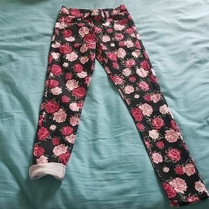 Black, red and pink flower jeggings